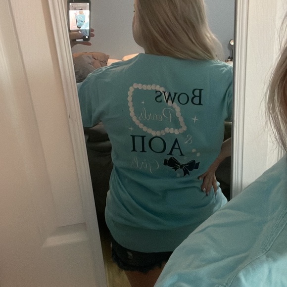 AOII tshirt with front pocket (alpha omicron pi sorority tshirt) - Picture 3 of 5